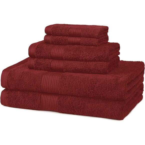 Amazon Basics 6 piece towel set, crimson red - Picture 2 of 5